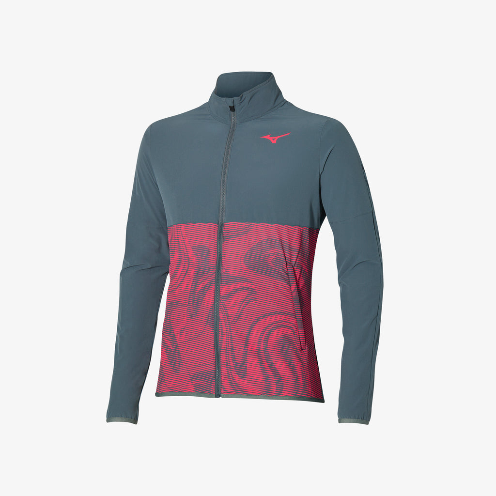 Mizuno CHARGE PRINTED JACKET Red Grey | AU_MZN38951